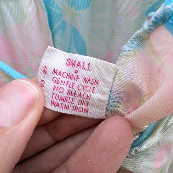 Vintage Lorraine Retro Floral Sleeveless Maxi Nightgown Women's Size Small - Picture 5 of 7